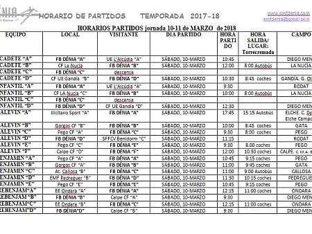 Horari dels partits del 10 i 11 de març