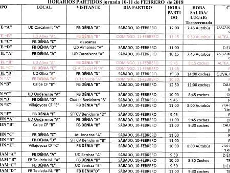 Horari dels partits del cap de setmana del 10 i 11 de febrer